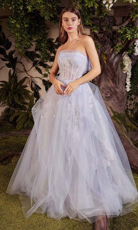 Andrea and Leo Strapless Layered Tulle Gown