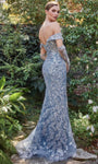 Fall Fitted Sheer Beaded Sequined Mermaid Natural Waistline Sweetheart Off the Shoulder Floor Length Evening Dress with a Brush/Sweep Train