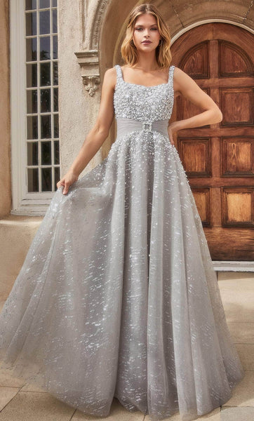 A-line Tulle Sleeveless Belted Open-Back Beaded Back Zipper Sequined Glittering Elasticized Natural Waistline Floor Length Square Neck Sweetheart Dress With Pearls