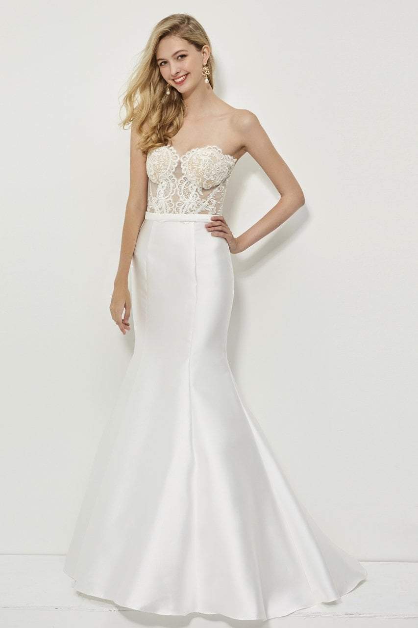 Angela & Alison - 81028 Sheer Strapless Mermaid Gown
