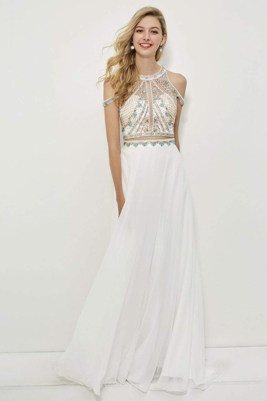 Angela & Alison - 81043 Two Piece Embellished Halter Gown
