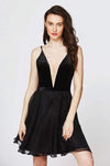 A-line V-neck Sleeveless Cocktail Short Back Zipper Sheer Wrap V Back Fitted Polyester Natural Waistline Plunging Neck 2010 Dress