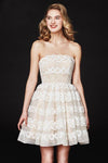 A-line Strapless Short 2011 Straight Neck Natural Waistline Polyester Open-Back Back Zipper Fitted Embroidered Dress