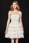 A-line Strapless Short 2011 Polyester Straight Neck Back Zipper Fitted Open-Back Embroidered Natural Waistline Dress