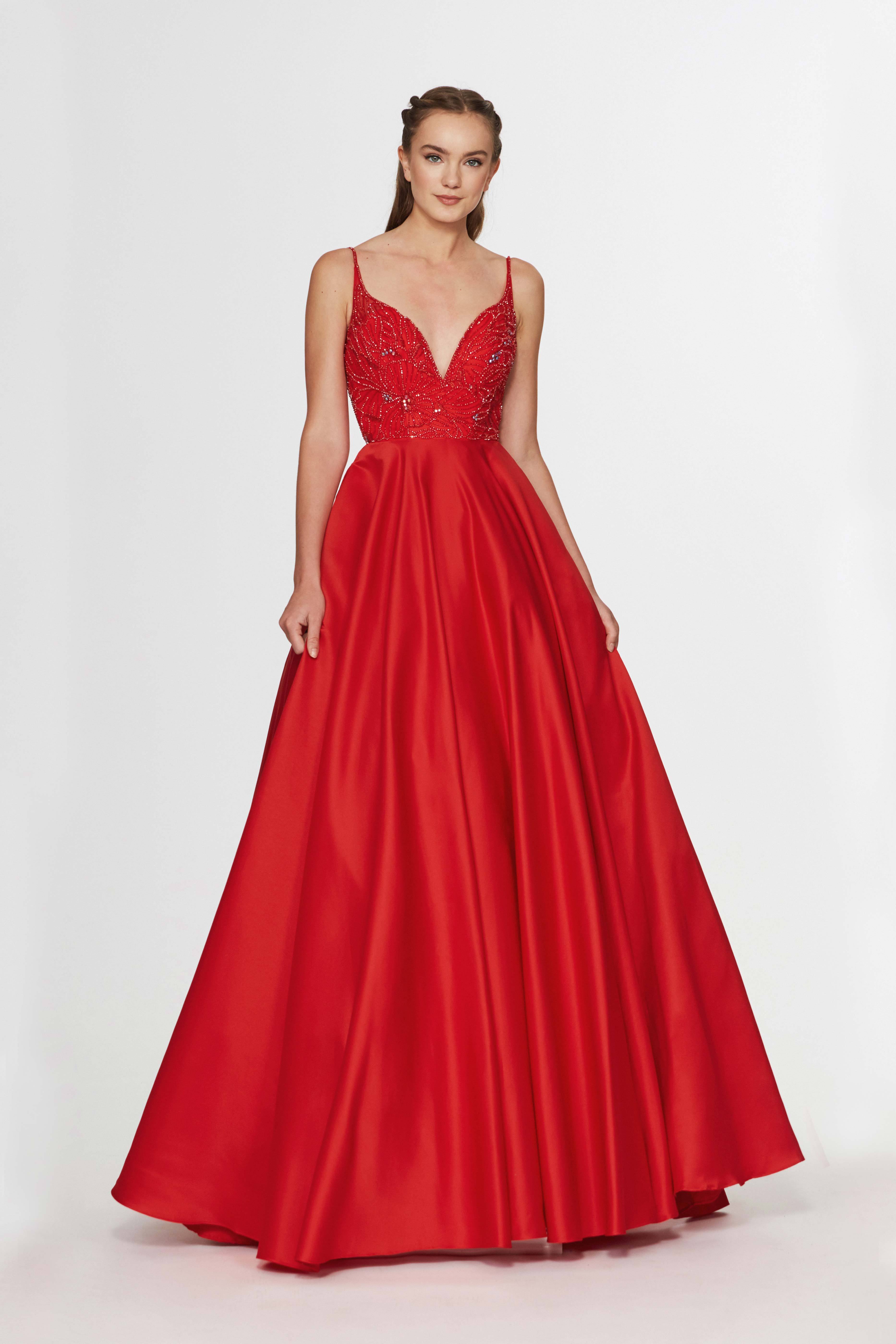 Angela & Alison - 91001 Sleeveless Low Scoop Back Beaded Satin Gown
