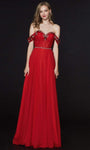 Sophisticated A-line Strapless Sweetheart Off the Shoulder Corset Natural Waistline Beaded Open-Back Back Zipper Dress with a Brush/Sweep Train