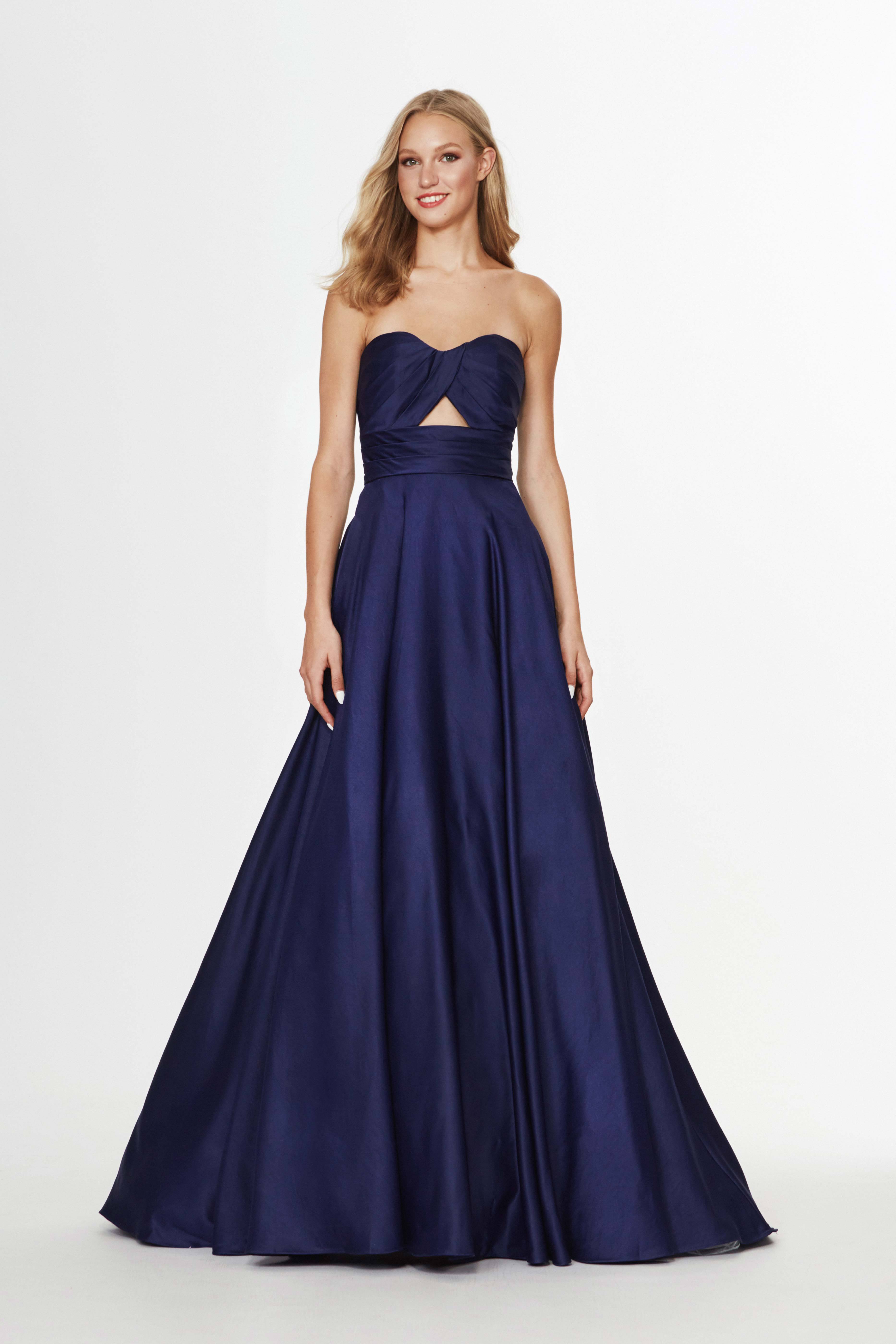 Angela & Alison - 91045 Strapless Sweetheart Keyhole Cutout Satin Gown
