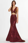 V-neck Plunging Neck Mermaid Natural Waistline Sleeveless Back Zipper Satin Dress with a Brush/Sweep Train