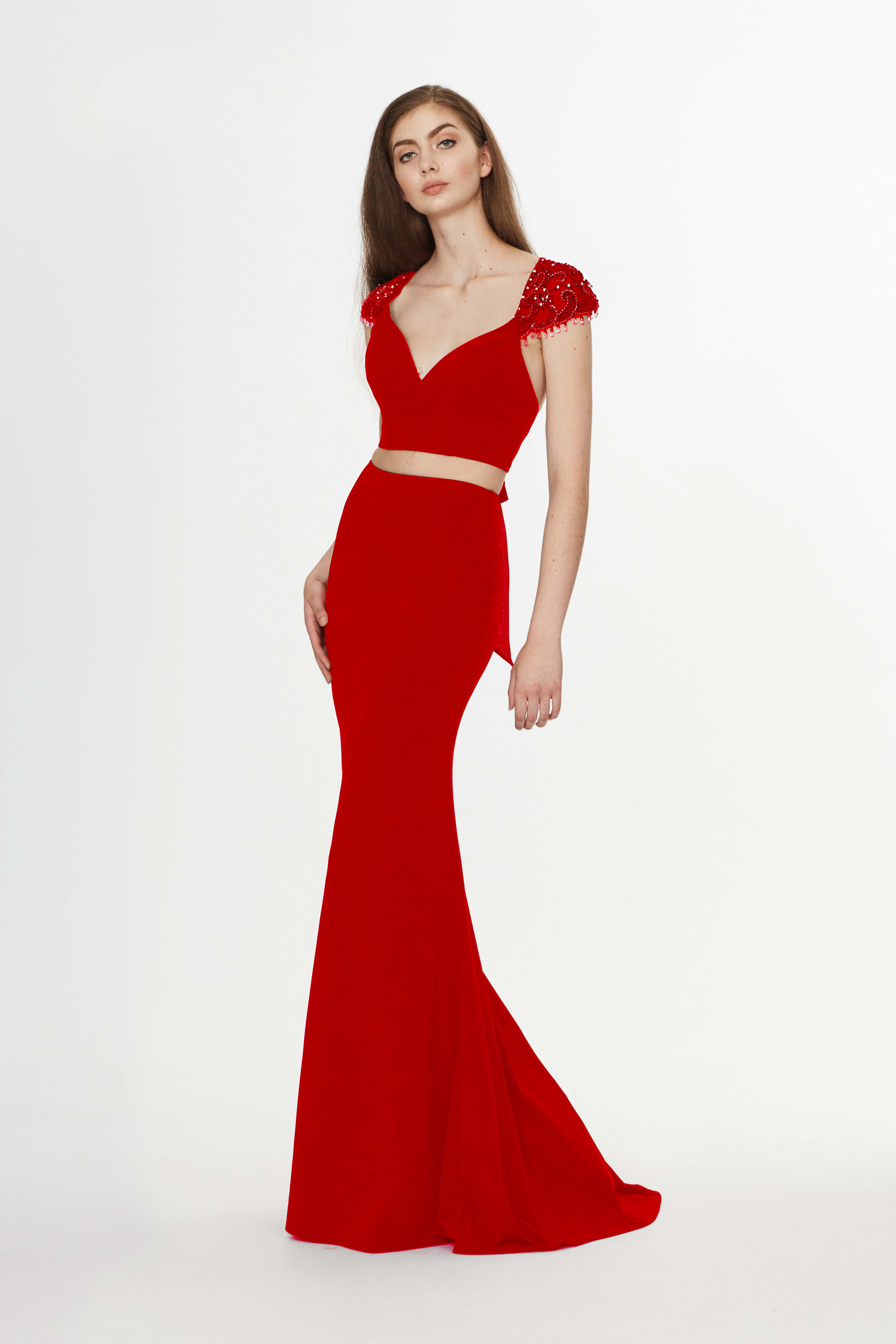 Angela & Alison - 91081 Crystal Embellished Two Piece Gown
