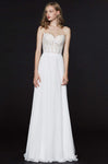 Sophisticated A-line Sleeveless Spaghetti Strap Chiffon Sweetheart Fitted Flowy Back Zipper Sheer Embroidered V Back Sequined Natural Waistline Dress with a Brush/Sweep Train