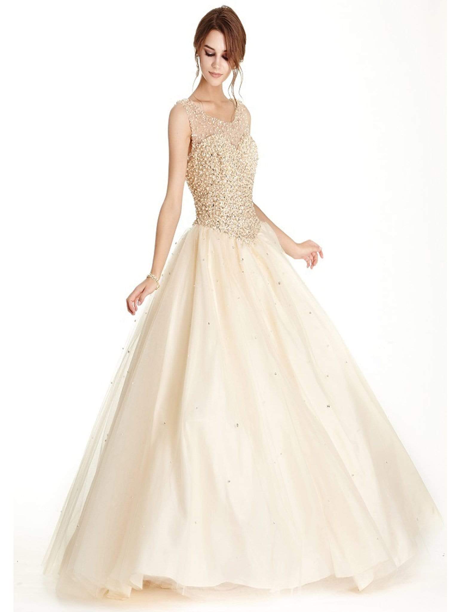 Aspeed Design - Applique Illusion Neck Quinceanera Ballgown
