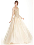 Basque Waistline Floor Length Sheer Illusion Applique V Back Lace-Up Sweetheart Cap Sleeves Quinceanera Dress