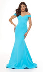 Mermaid Natural Waistline Open-Back Fitted Off the Shoulder Dress with a Brush/Sweep Train