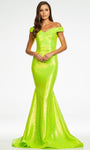 Strapless Sweetheart Natural Waistline Open-Back Draped Sequined Back Zipper Mermaid Off the Shoulder Dress with a Brush/Sweep Train