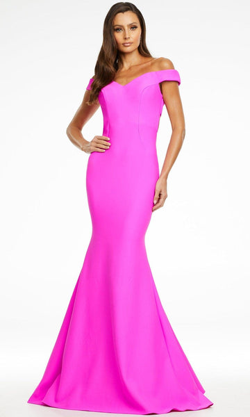 Sophisticated Mermaid Open-Back Off the Shoulder Sweetheart Corset Natural Waistline Dress with a Brush/Sweep Train