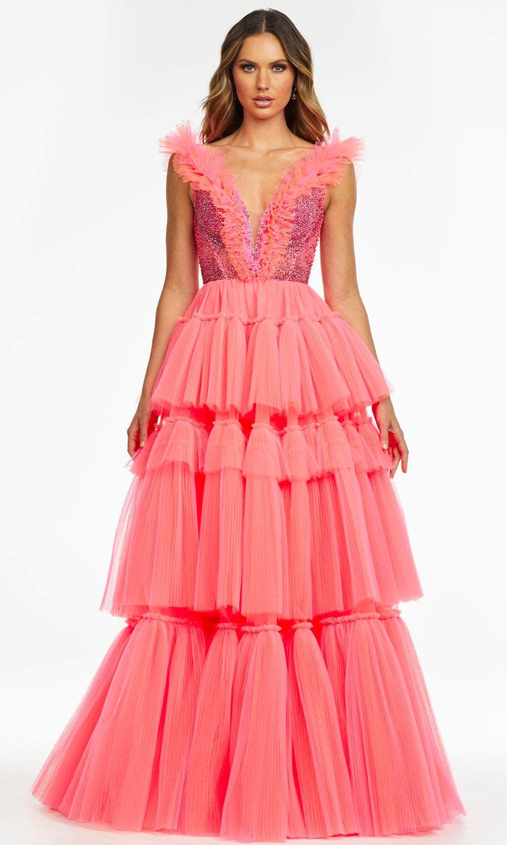Ashley Lauren 11140 - Tiered Tulle A-Line