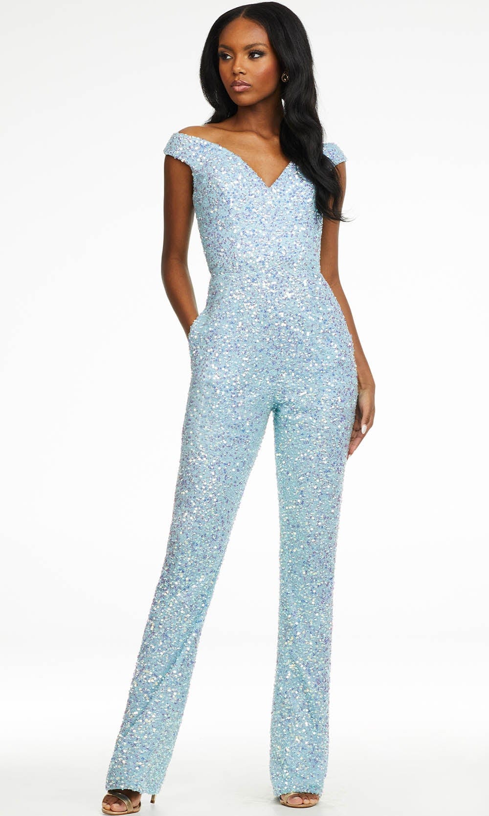 Ashley Lauren - 11175 Off Shoulder Sequin Jumpsuit