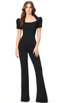 Tall Natural Waistline Floor Length Short Puff Sleeves Short Sleeves Sleeves Fitted Back Zipper Queen Anne Neck Jumpsuit