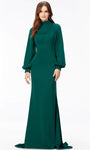 Tall Sophisticated Cocktail Sheath High-Neck Long Sleeves Sheath Dress with a Brush/Sweep Train