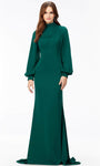 Tall Sophisticated Cocktail Long Sleeves Sheath High-Neck Sheath Dress with a Brush/Sweep Train