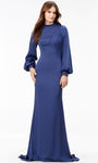 Tall Sophisticated High-Neck Sheath Long Sleeves Cocktail Sheath Dress with a Brush/Sweep Train