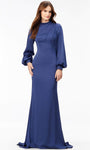 Tall Sophisticated Long Sleeves Cocktail High-Neck Sheath Sheath Dress with a Brush/Sweep Train
