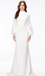 Tall Sophisticated High-Neck Sheath Cocktail Long Sleeves Sheath Dress with a Brush/Sweep Train