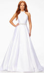 A-line Natural Waistline Back Zipper Open-Back Beaded Halter High-Neck Sleeveless Wedding Dress