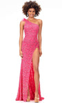 Sophisticated Floor Length Natural Waistline Sheath Slit Sequined Crystal Back Zipper Asymmetric Open-Back Beaded Sleeveless Sheath Dress/Prom Dress with a Brush/Sweep Train