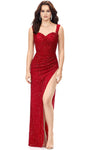 Strapless Sweetheart Natural Waistline Sleeveless Sheath Beaded Wrap Ruched Slit Back Zipper Sheath Dress/Prom Dress with a Brush/Sweep Train