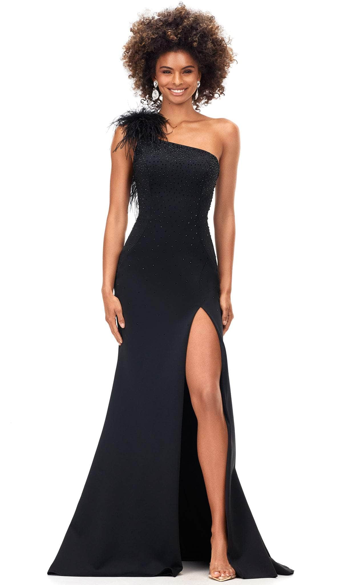 Ashley Lauren 11290 - Feathered Strap Evening Gown
