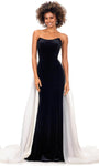 A-line Strapless Natural Waistline Mermaid Scoop Neck Fall Crystal Back Zipper Fitted Evening Dress with a Brush/Sweep Train