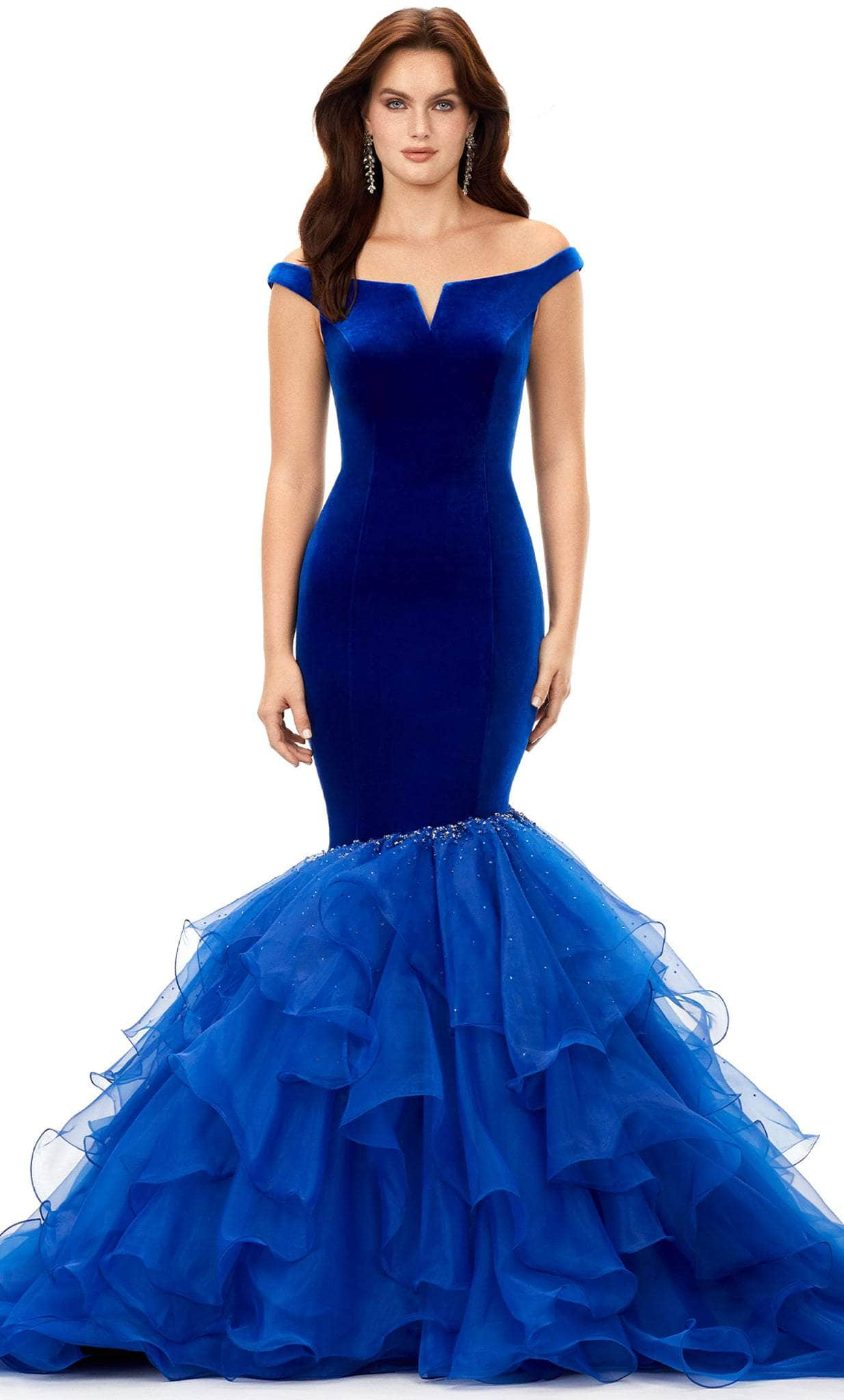 Ashley Lauren 11312 - Velvet-Organza Combo Mermaid Gown
