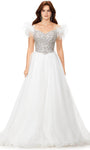 A-line Sweetheart Off the Shoulder Basque Waistline Beaded Crystal Dress with a Brush/Sweep Train by Ashley Lauren