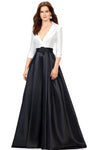 Sophisticated V-neck Satin Pleated Belted Natural Waistline Dress with a Brush/Sweep Train