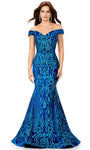 Mermaid Sweetheart Off the Shoulder Floor Length Natural Waistline Velvet Back Zipper Sequined Evening Dress