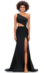 Cutout Asymmetric Beaded Slit Open-Back Mermaid Jersey Sleeveless Natural Waistline Evening Dress/Prom Dress with a Brush/Sweep Train