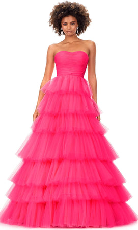 Ashley Lauren Strapless Ruched Bodice Ballgown