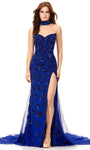 Strapless Sheath Chiffon Beaded Crystal Slit Choker Sweetheart Sheath Dress/Evening Dress by Ashley Lauren