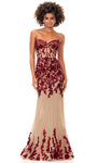 Strapless Floor Length Sweetheart Natural Waistline Illusion Flower(s) Beaded General Print Mermaid Dress