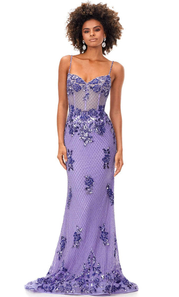 Sleeveless Sheath Beaded Applique Mesh Open-Back Back Zipper Floral Print Corset Natural Waistline Sweetheart Sheath Dress/Prom Dress with a Brush/Sweep Train