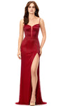 Sheath Plunging Neck Sweetheart Corset Natural Waistline Floor Length Fitted Sheer Beaded Back Zipper Open-Back Slit Sleeveless Spaghetti Strap Sheath Dress/Evening Dress with a Brush/Sweep Train