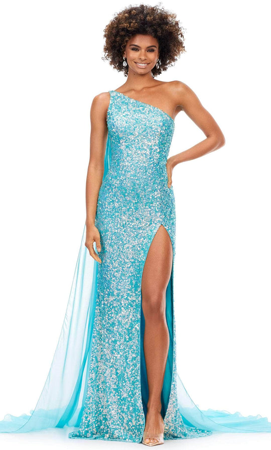 Johnathan Kayne 2810 Size 6 Peacock Long Prom Dress Fitted One Shoulde –  Glass Slipper Formals