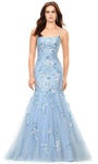 General Print Natural Waistline Tulle Sleeveless Spaghetti Strap Sequined Open-Back Fitted Lace-Up Floor Length Mermaid Flared-Skirt Scoop Neck Dress with a Brush/Sweep Train