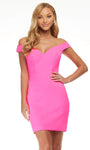 Above the Knee Natural Princess Seams Waistline Open-Back Fitted Back Zipper Off the Shoulder Sheath Sheath Dress