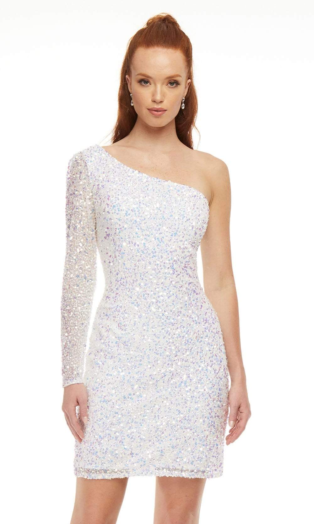 Ashley Lauren - 4457 Full Sequins One Shoulder Fitted Cocktail Dress
