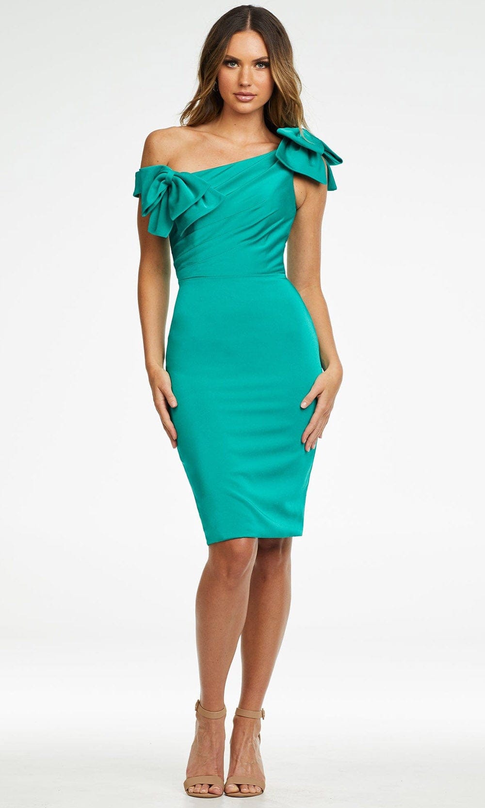 Ashley Lauren - 4494 Asymmetric Ruched Sheath Dress
