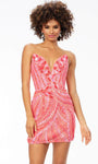 V-neck Strapless Plunging Neck Cocktail Short Natural Waistline Hidden Back Zipper Sequined V Back Beaded Sheath Sheath Dress