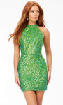 Sheath Natural Waistline Cocktail Above the Knee Sequined Fitted Back Zipper Halter Sleeveless Sheath Dress