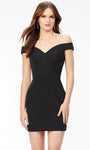 Sweetheart Back Zipper Fitted Sheath Natural Waistline Cocktail Short Off the Shoulder Sheath Dress